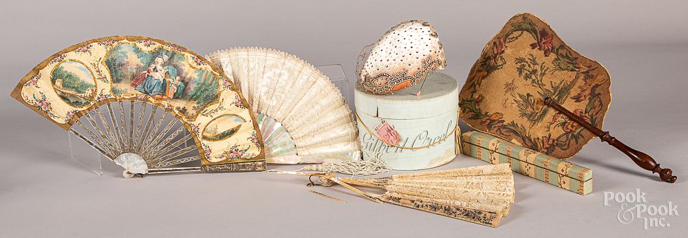 Appraisal: Three Victorian mother of pearl hand fans Three Victorian mother