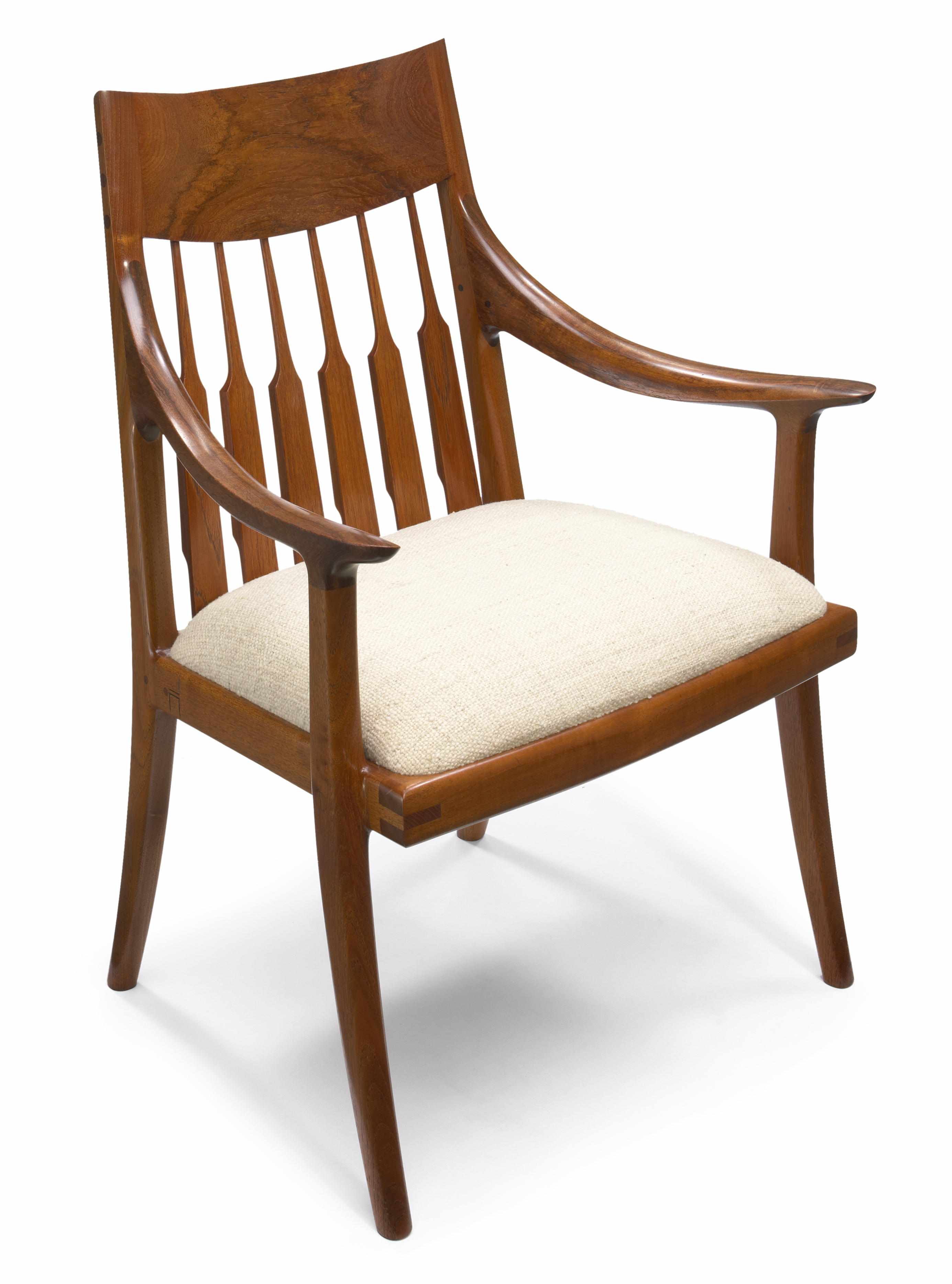 Appraisal: John Nyquist American born Prototype armchair mineralized Burmese teak with