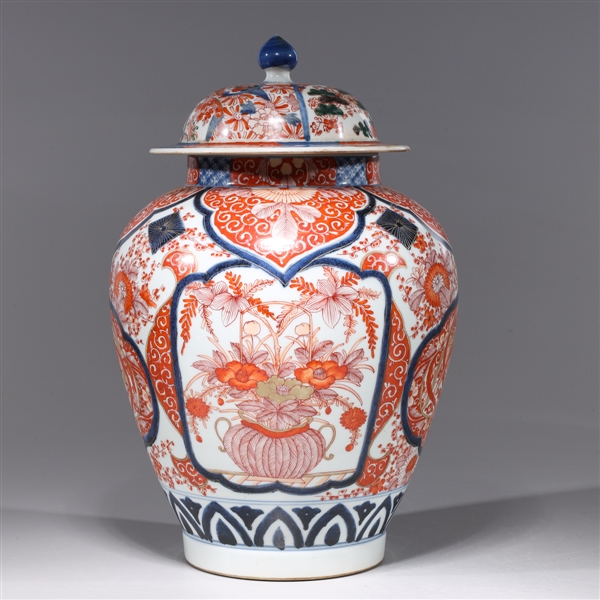 Appraisal: Chinese Imari type porcelain covered vase with gilt detail overall