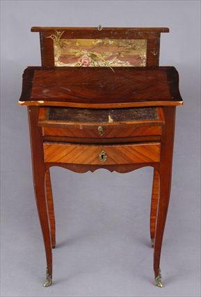 Appraisal: LOUIS XV INLAID KINGWOOD TABLE A CRIRE The -veneered serpentine