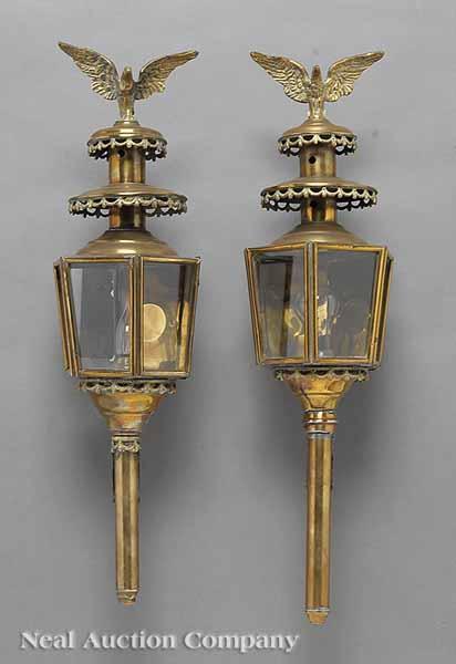 Appraisal: A Pair of Vintage Brass Carriage Lamps