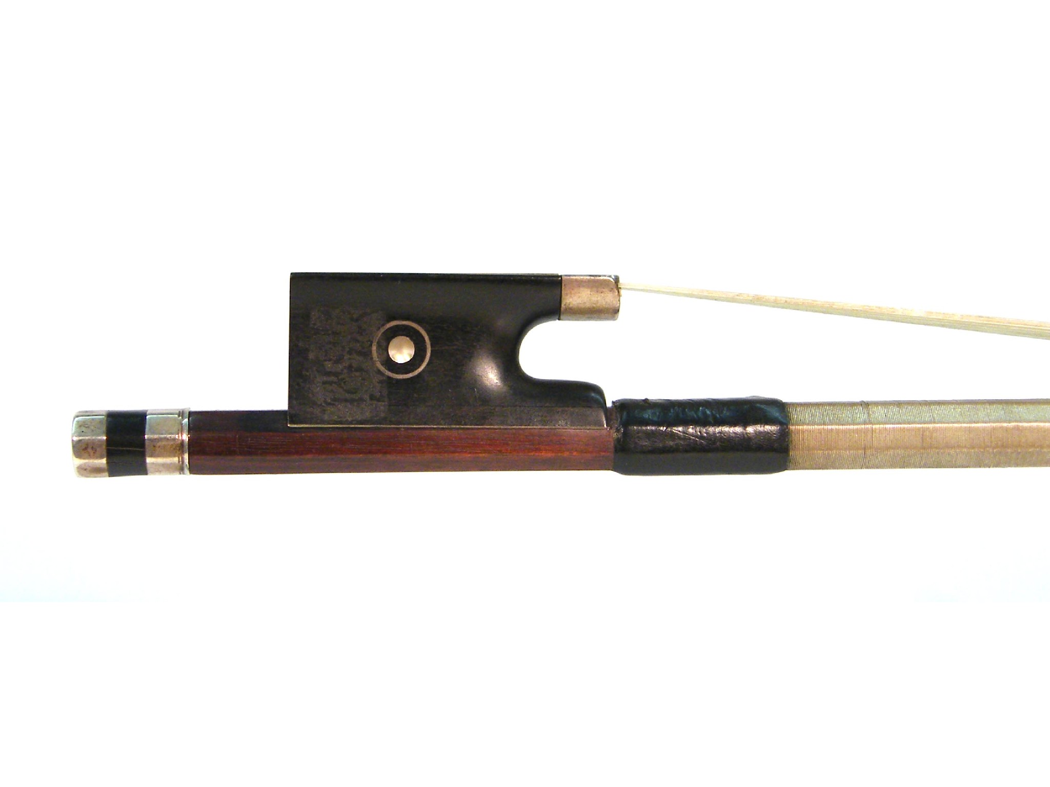 Appraisal: Silver mounted violin bow circa unstamped the stick round the