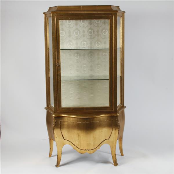 Appraisal: French giltwood bombay vitrine curio cabinet x