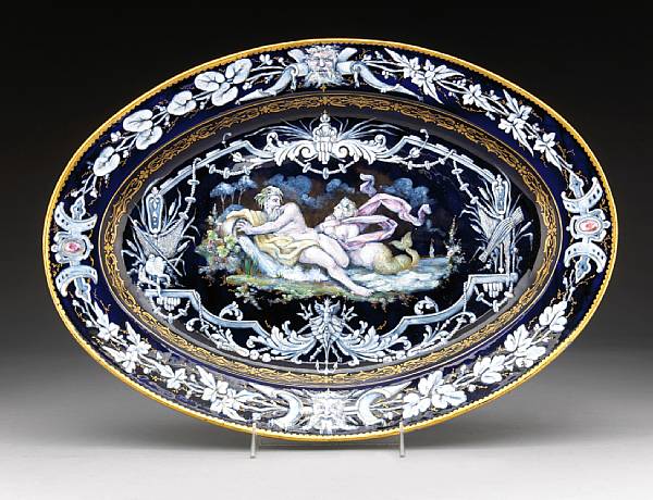 Appraisal: A S vres style oval porcelain platter decorated in Limoges