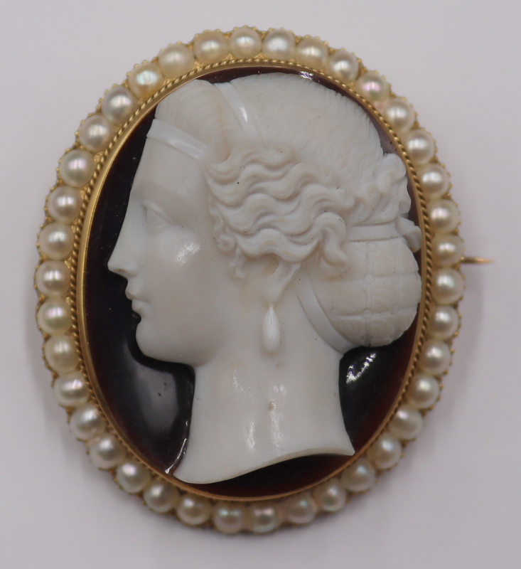 Appraisal: JEWELRY kt Gold Carved Cameo of a Beauty Antique kt