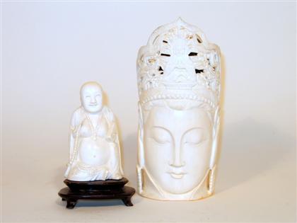 Appraisal: Chinese elephant ivory Buddha figure and bust Comprised of a