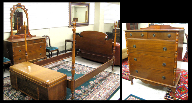 Appraisal: THREE-PIECE FEDERAL STYLE MAHOGANY BEDROOM SET American mid- th century