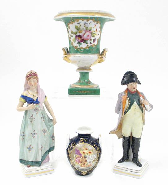 Appraisal: A pair of Meissen style porcelain small urns together with