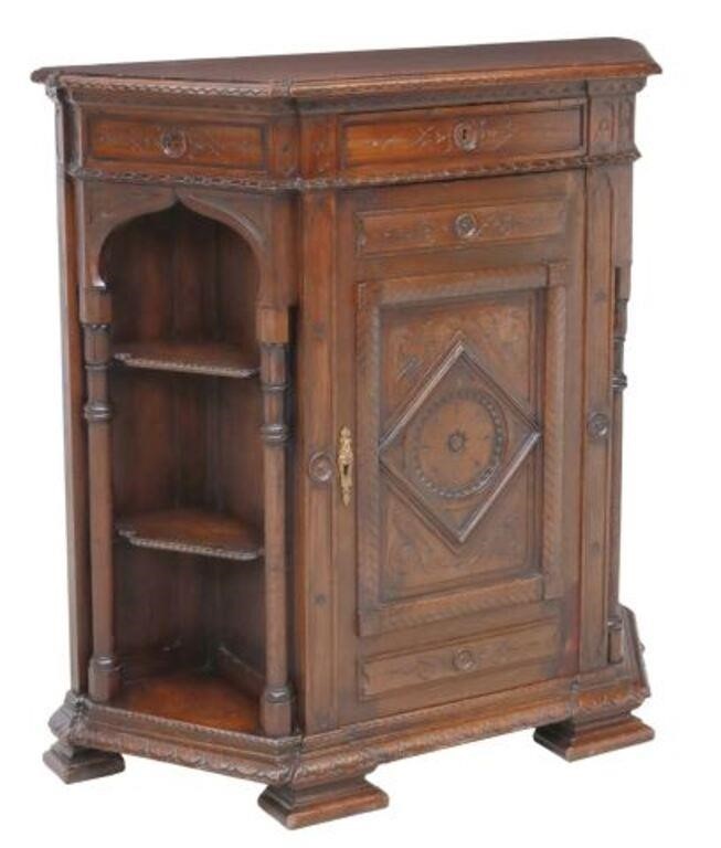 Appraisal: Italian Renaissance Revival console cabinet th the shape top over