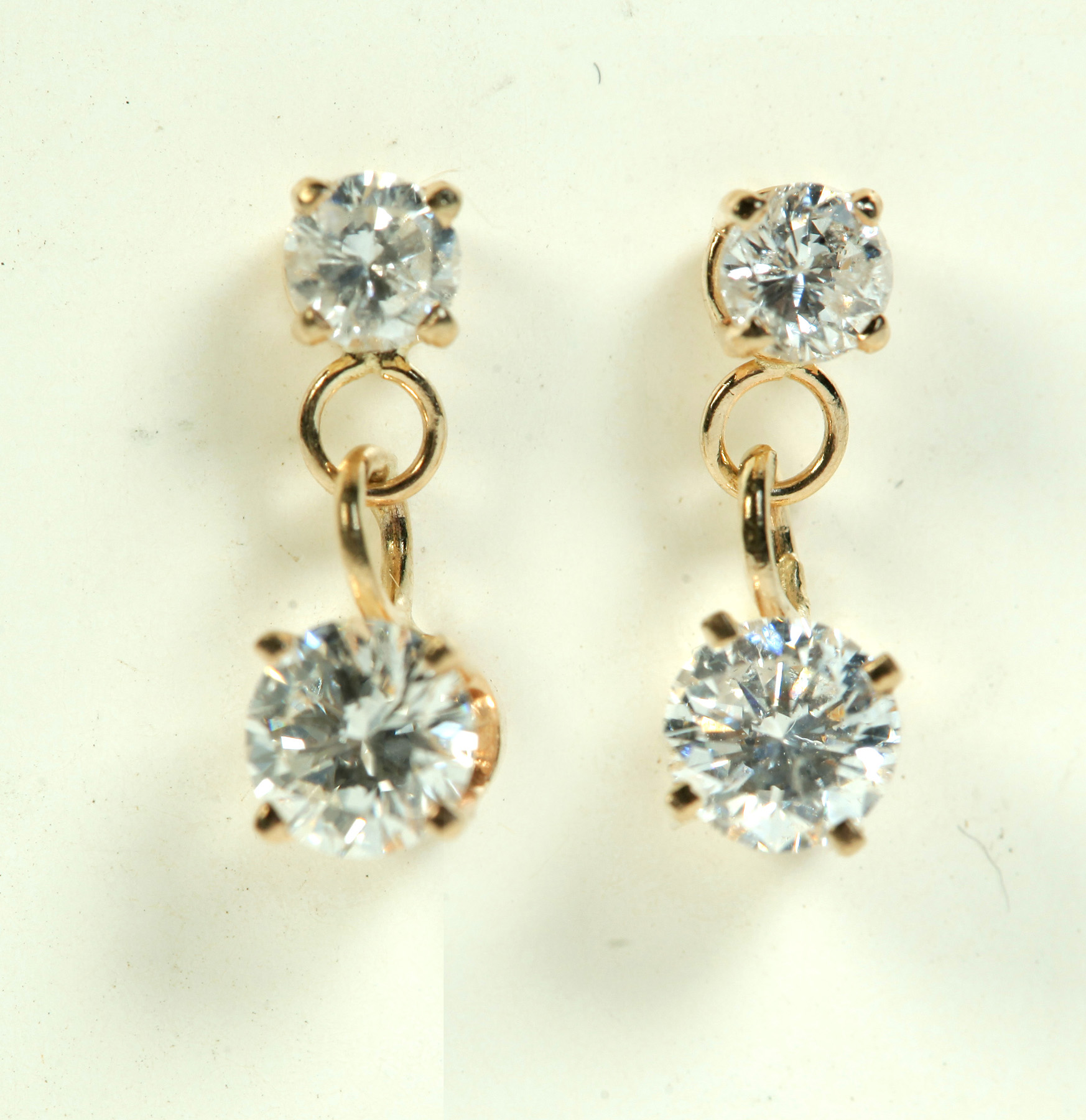 Appraisal: DIAMOND EARRINGS American th century k yellow gold diamond drop