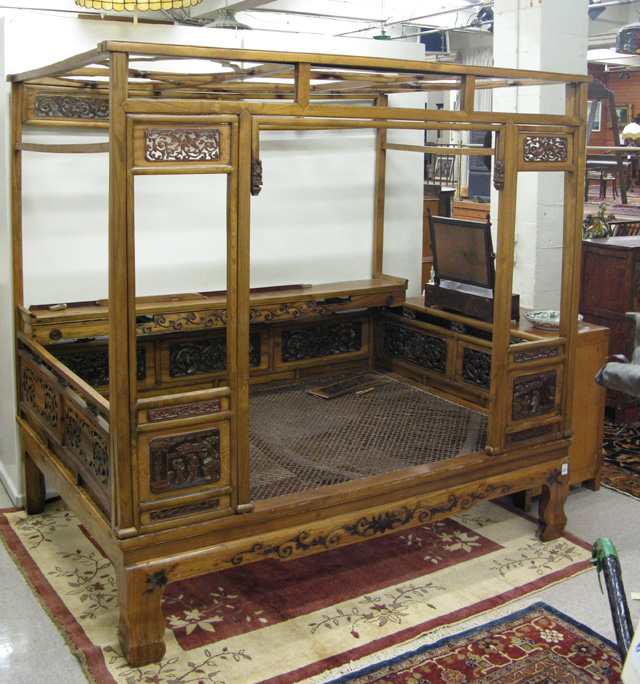 Appraisal: CHINESE YUMU WEDDING BED with large rectangular platform under an