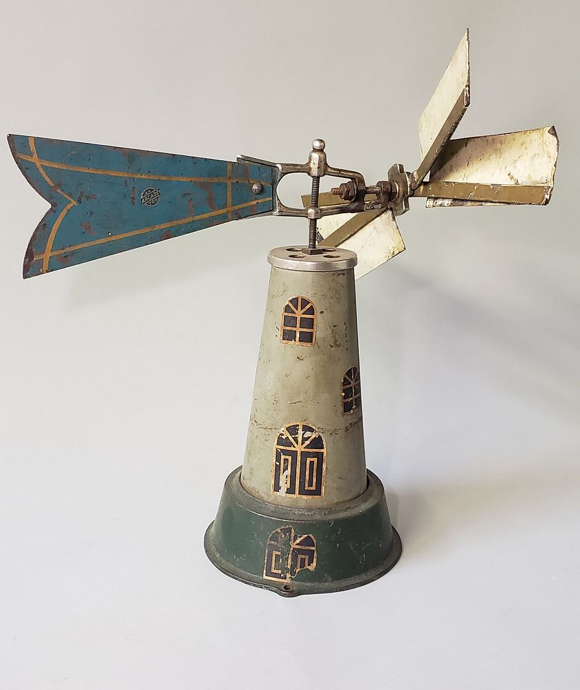 Appraisal: Vintage Tole Windmill Weathervane Toy Vintage Tole Windmill Weathervane Toy