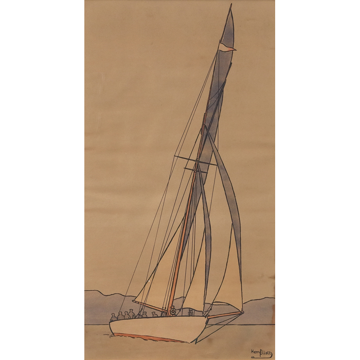 Appraisal: Harry Elliot French - Sailboat watercolor x signed and dated