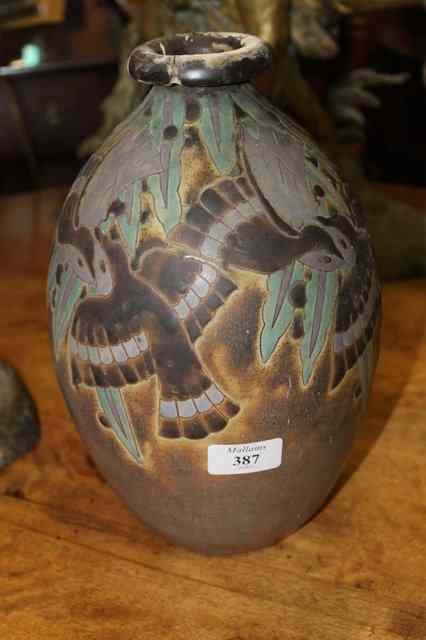 Appraisal: A BELGIAN ART POTTERY VASE marked Greg Keramis high and