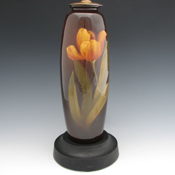 Appraisal: Standard glaze lamp with tulip decoration While we have not