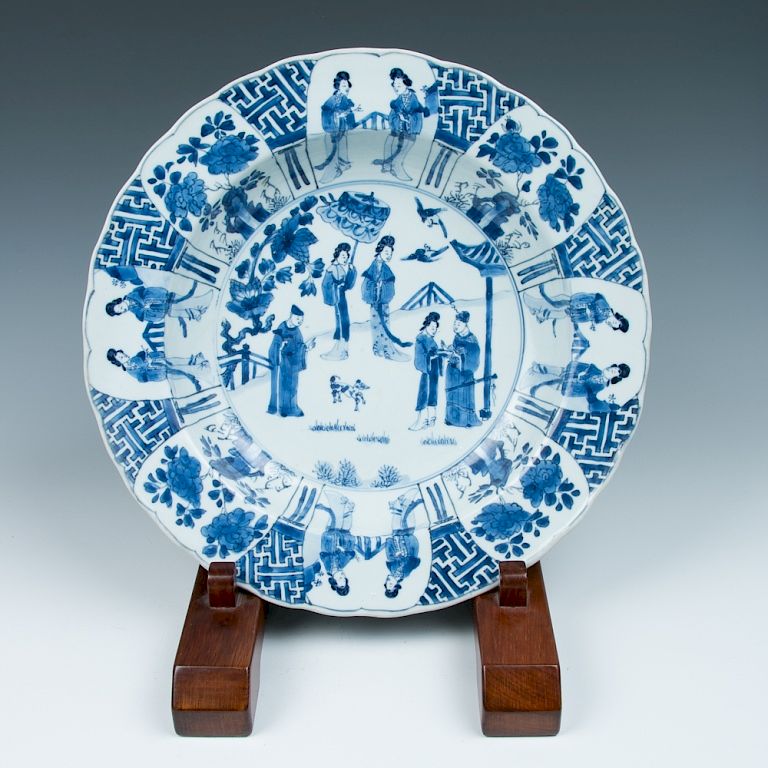 Appraisal: LARGE BLUE AND WHITE BASIN KANGXI MARK AND PERIOD The