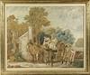 Appraisal: FINE PICTORIAL NEEDLEPOINT - Young Couple with Toddler in Cart