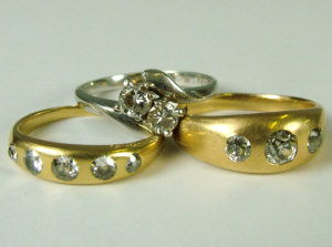 Appraisal: Three diamond set rings to include A white metal diamond