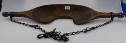 Appraisal: th Century wooden milkmaid yoke with iron chains