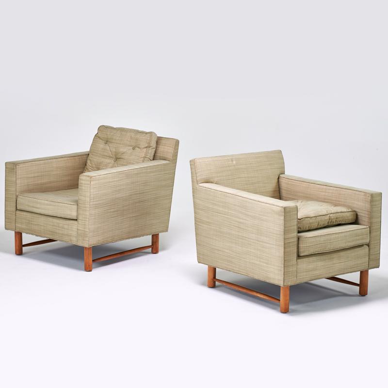 Appraisal: EDWARD WORMLEY DUNBAR Pair of lounge chairs Berne IN s