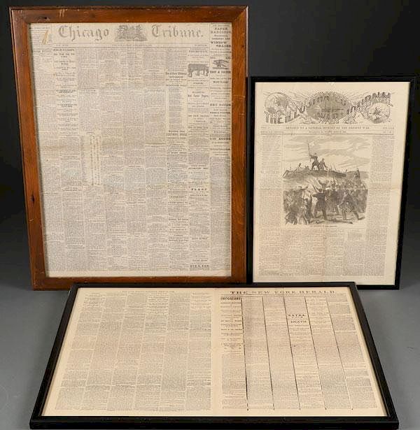 Appraisal: CIVIL WAR NEWSPAPERS ELECTION AND ASSASSINATION CIVIL WAR NEWSPAPERS ELECTION