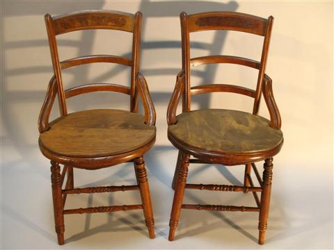 Appraisal: PAIR VICTORIAN WALNUT SIDECHAIRS h w d in