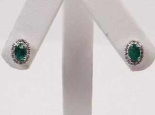 Appraisal: PAIR OF K DIAMOND AND EMERALD STUD EARRINGS PAIR OF