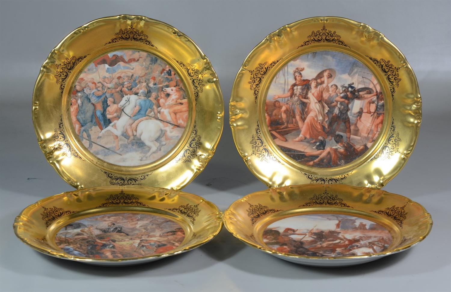 Appraisal: Winterling German Bavarian gilt border plates with classical painted centers