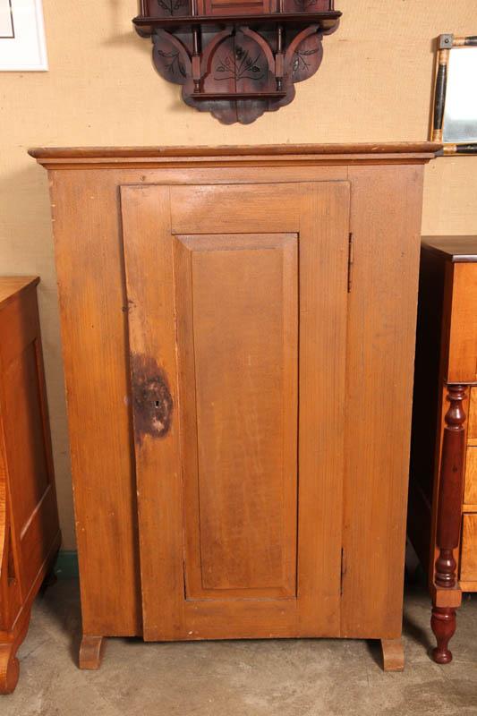 Appraisal: SMALL CUPBOARD Single door cupboard with mustard grained paint h