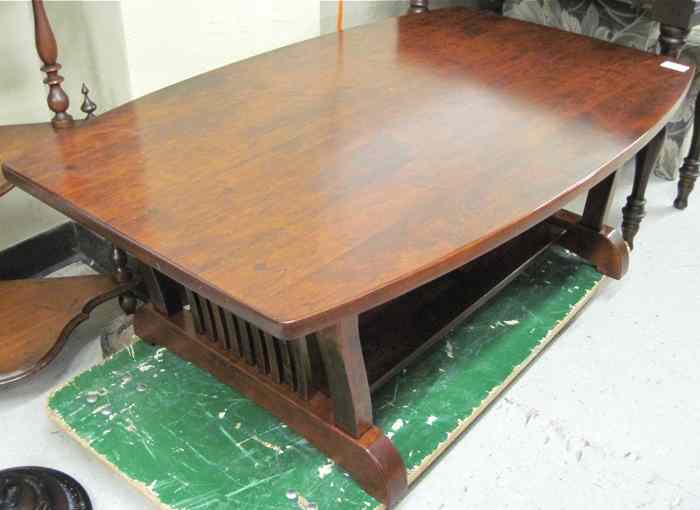 Appraisal: CHERRY FINISH POP-UP COFFEE TABLE Amish Furniture Showcase recent The