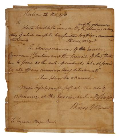 Appraisal: AMERICAN REVOLUTION KNOX HENRY Autograph letter signed Harlem November One