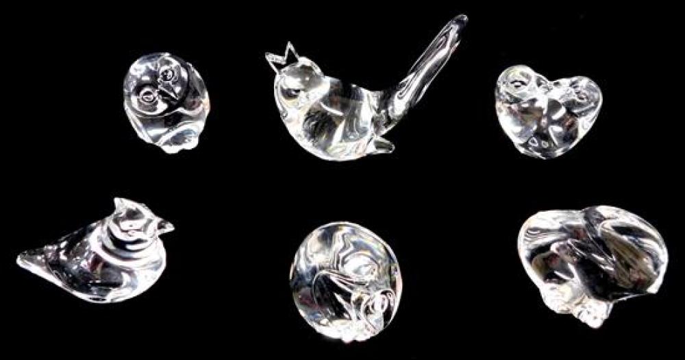 Appraisal: Steuben five animal themed crystal hand coolers and one bird