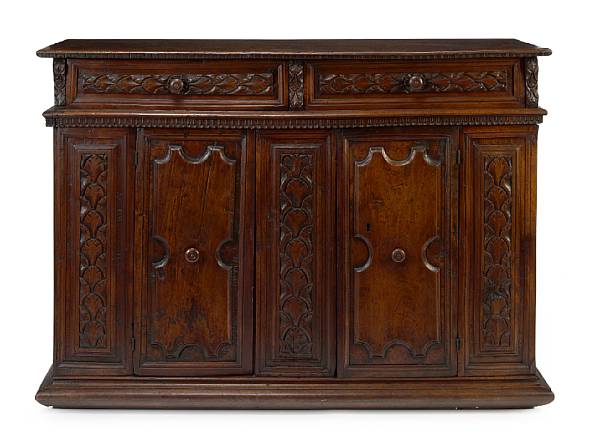 Appraisal: An Italian Baroque walnut credenza second half th century The