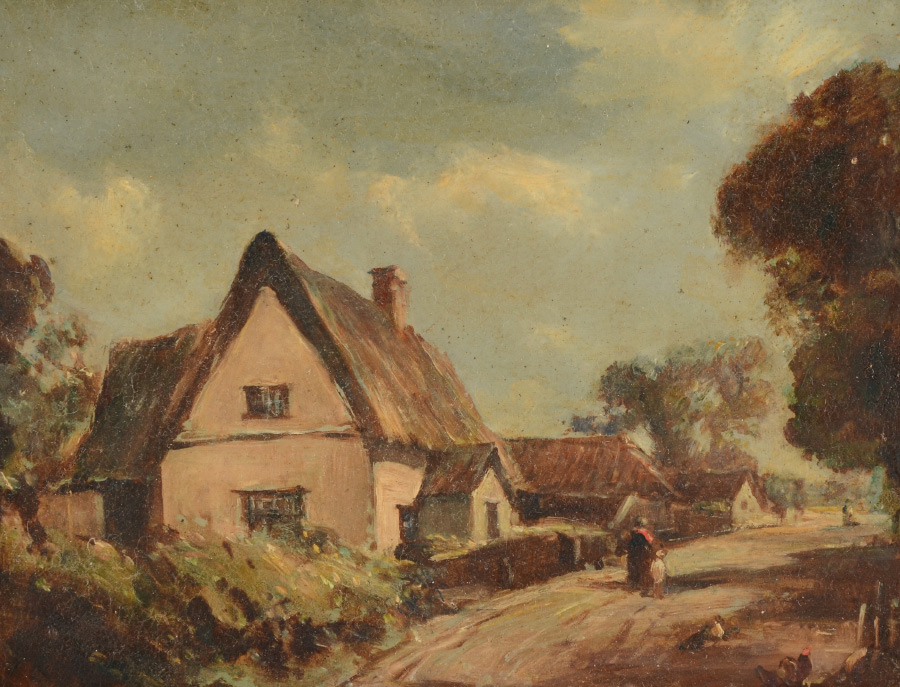 Appraisal: DAVIES Arthur Edward British - Thatched Cottage Oil Board ''