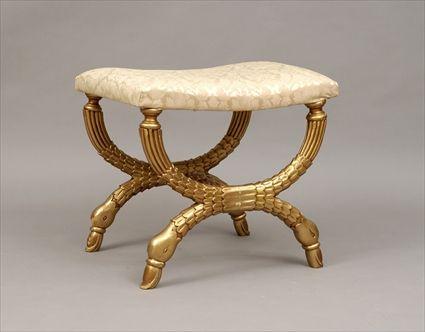 Appraisal: Empire-Style Carved Giltwood Curule-Form Stool x x in