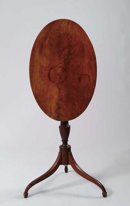 Appraisal: HEPPLEWHITE MAHOGANY OVAL TILT TOP CANDLESTAND Raised on ring and