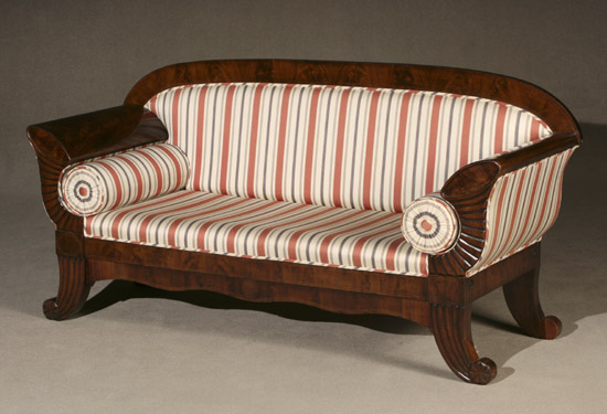 Appraisal: Biedermeier Satinwood Inlaid Mahogany Sofa Circa With rose blue and