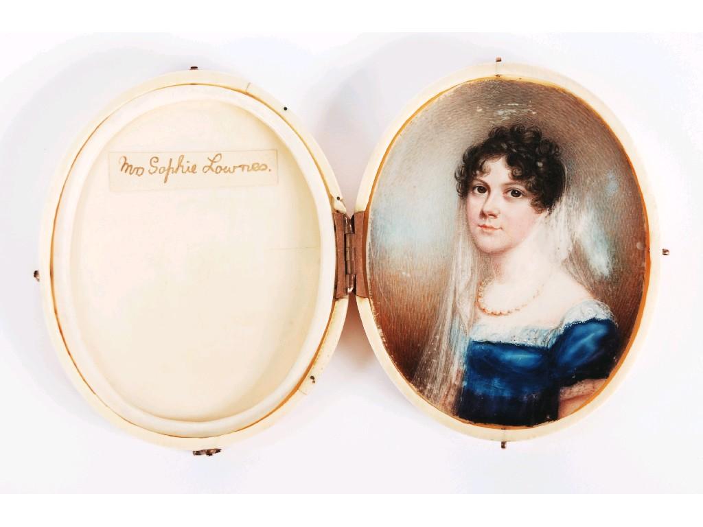 Appraisal: BRITISH SCHOOL EARLY NINETEENTH CENTURY OVAL PORTRAIT MINIATURE ON IVORY