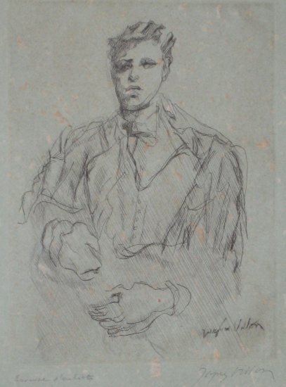 Appraisal: JACQUES VILLON after Hommage Rimbaud Etching on bluish hand made