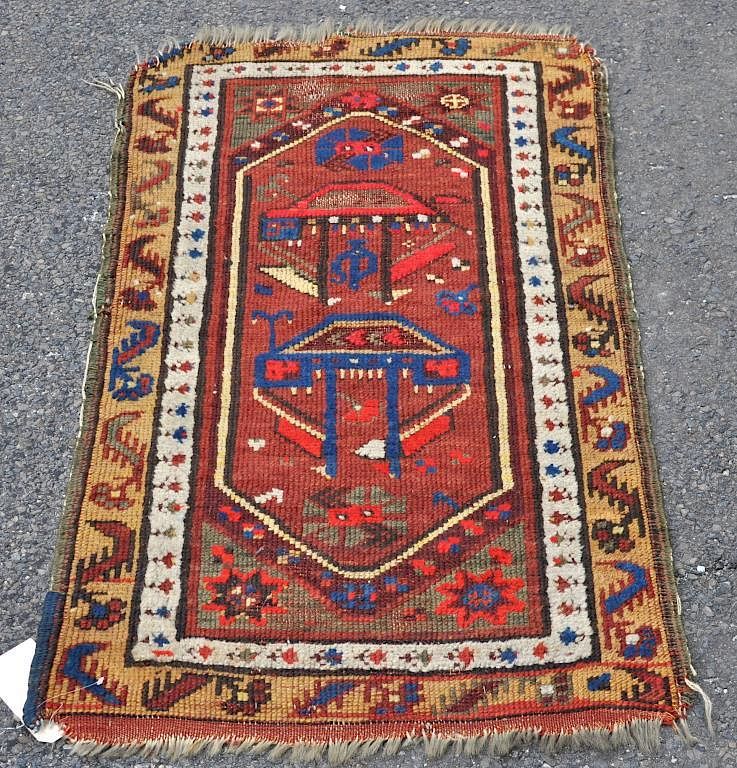 Appraisal: Persian Rug Persian rug Pile wear loss end side losses