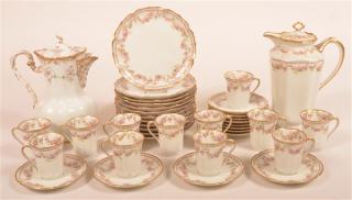 Appraisal: GDA Limoges Piece Porcelain Chocolate Set GDA Limoges Floral Drape