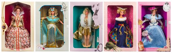 Appraisal: Sale Lot Five The Great Eras Collection Barbies model including