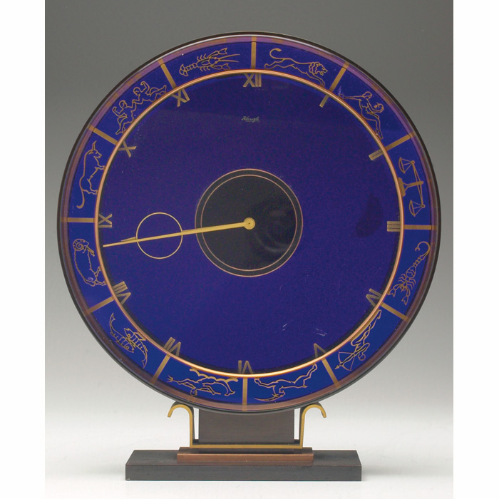 Appraisal: Art Deco clock brass and copper casing with cobalt blue