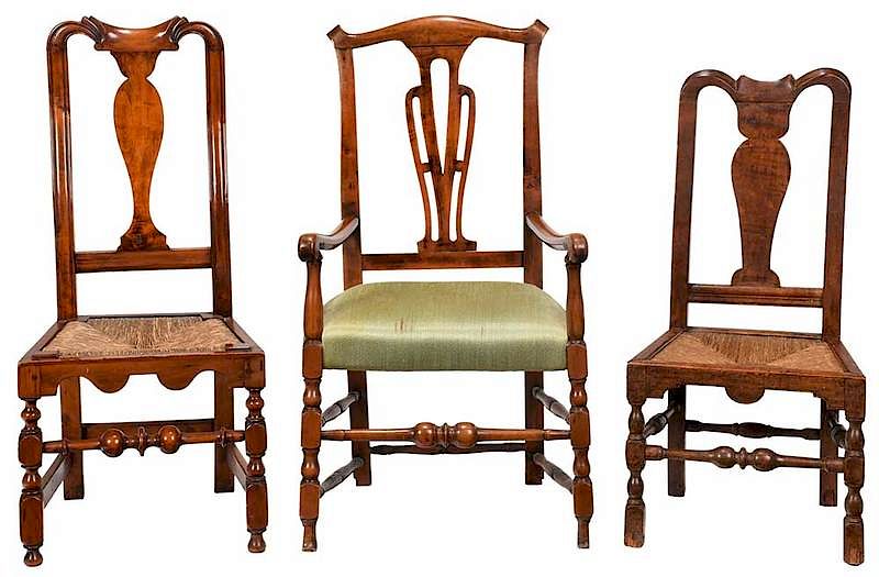 Appraisal: Three Period American William and Mary Chairs New England th