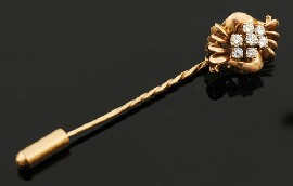 Appraisal: CT GOLD DIAMOND SET STICK PIN