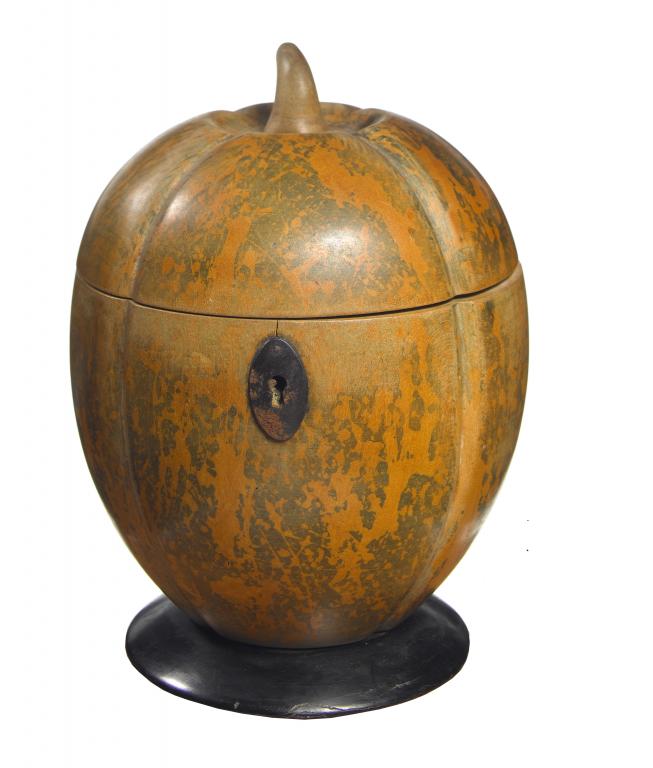 Appraisal: A GEORGE III PAINTED FRUITWOOD TEA CADDY IN THE FORM