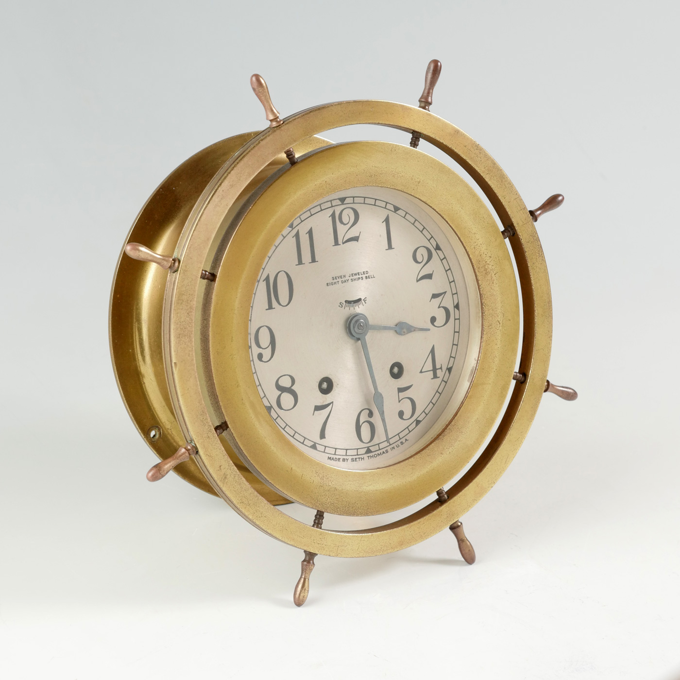 Appraisal: SETH THOMAS SHIPS CLOCK Seven jewel Eight day ships bell