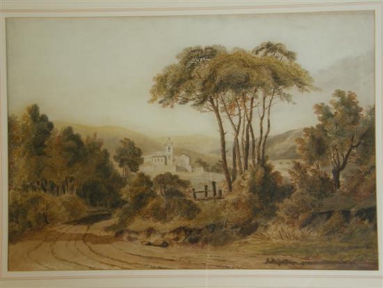 Appraisal: James Baker Pyne British - landscape with country track church