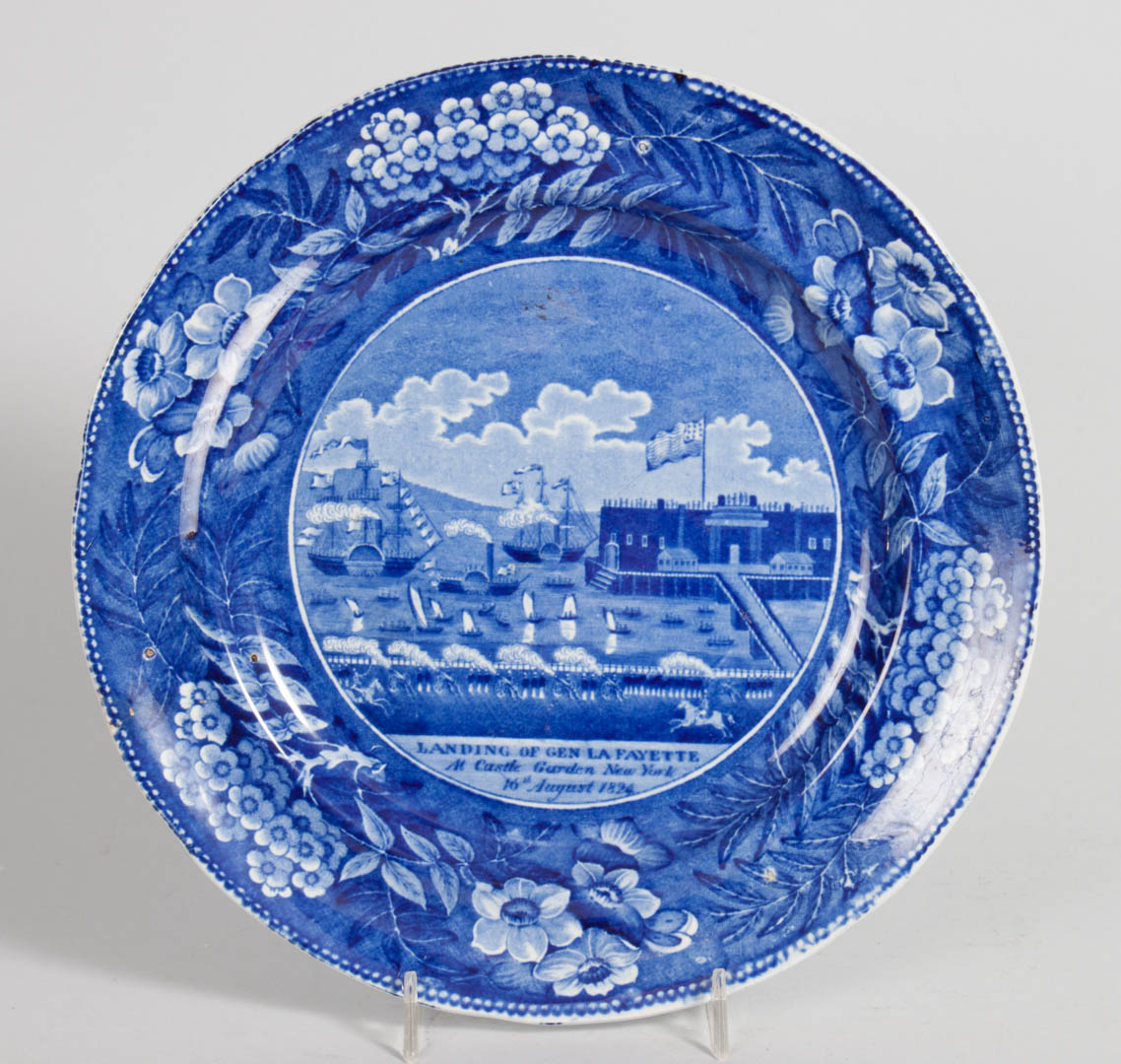 Appraisal: Clews historic blue plate circa Landing of LaFayette dinner plates