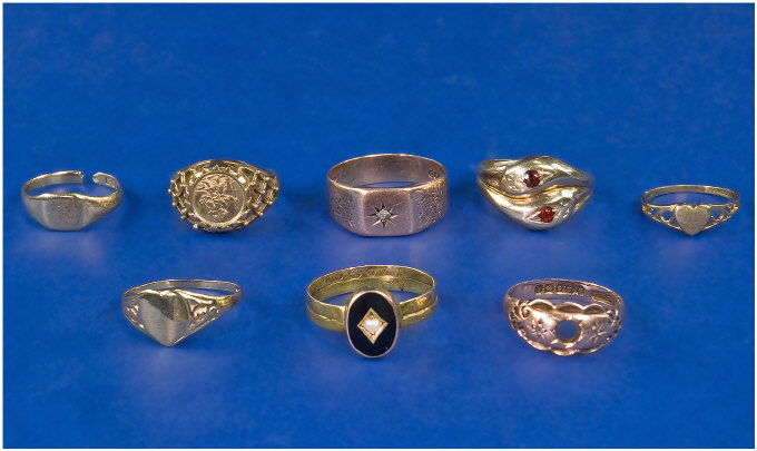 Appraisal: Collection Of Eight ct Gold Dress Rings Comprising An Early